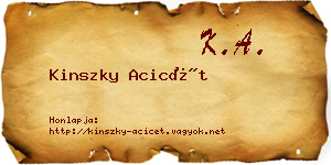 Kinszky Acicét névjegykártya